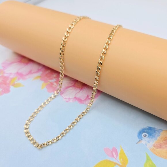 Classic Rose Gold Curb Chain Necklace for Men & Women, 19.7 Inch, XPNL0092 - Picture 1 of 12